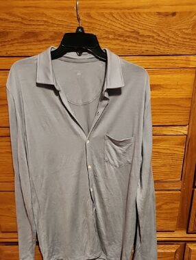 Everyday Merino Woolly Light Gray Button-Up Long Sleeve Shirt